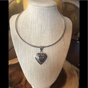 Vintage CII Handcrafted Mexico .925 Sterling Silver Heart Pendant 2”